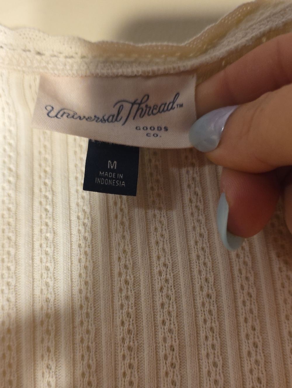 Universal Thread Cream Ribbed Button-Front Tank with Tie - Picture 5 of 7